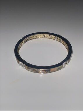Mother of Pearl And Silver Stretch Bracelet Boho Vintage